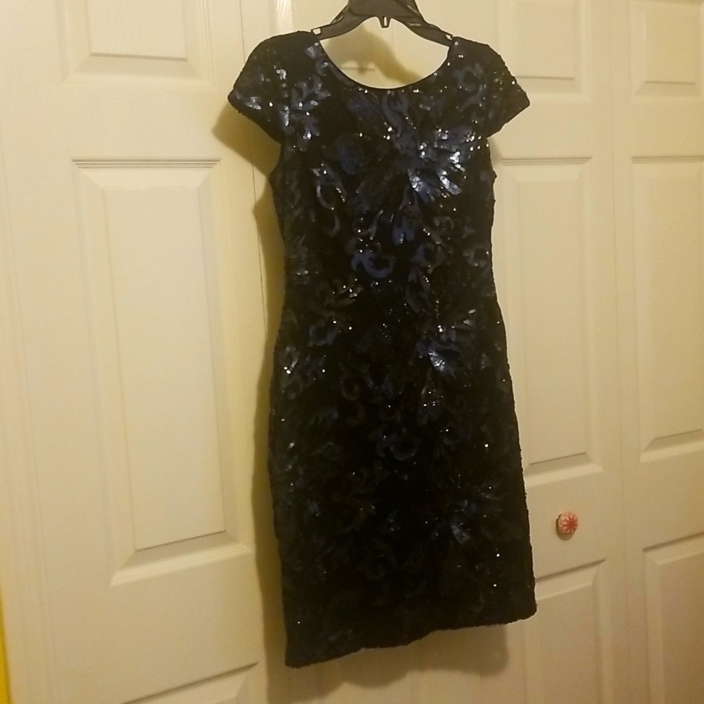 Beautiful navy blue Calvin Klein sequin cocktail dress.